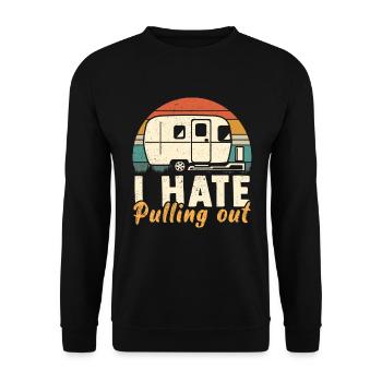 Camping Camper Campen Wohnwagen - Unisex Pullover - Schwarz - Vorne - Alina (178cm) & Michal (187cm)
