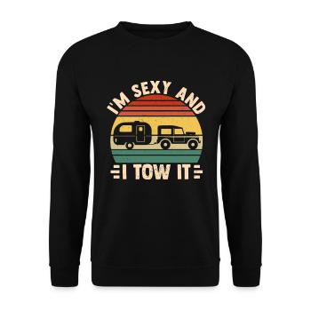 Camper Wohnwagen Campen Camping - Unisex Pullover - Schwarz - Vorne - Alina (178cm) & Michal (187cm)
