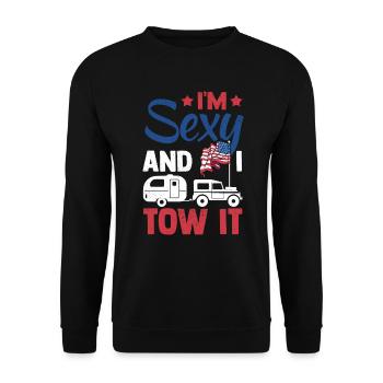 Camping Camper Wohnwagen Campen - Unisex Pullover - Schwarz - Vorne - Alina (178cm) & Michal (187cm)