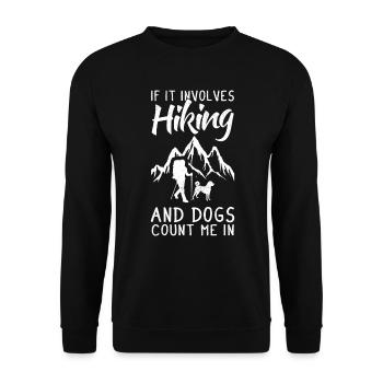 Hiking Wandern mit Hund Wanderer Bergsteiger - Unisex Pullover - Schwarz - Vorne - Alina (178cm) & Michal (187cm)