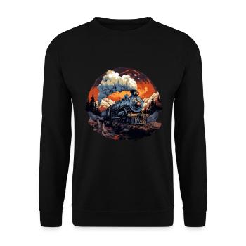 Locomotive à vapeur Modèle de train de locomotive de chemin de fer - Sweat-shirt Unisexe - noir - Devant - Alina (178cm) & Michal (187cm)