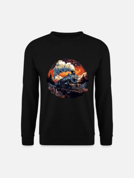 Dampflok Modelleisenbahn Lokomotive Zug - Unisex Pullover - Schwarz