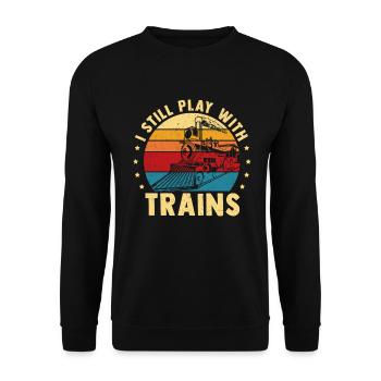 Steam locomotive model railroad railway model railroad - Unisex Sweatshirt - black - Front - Alina (178cm) & Michal (187cm)