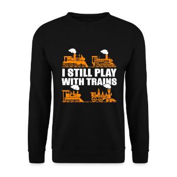Model Railroad, Steam Locomotive, Railway, Model Railroad - Unisex Sweatshirt - black - Front - Alina (178cm) & Michal (187cm)