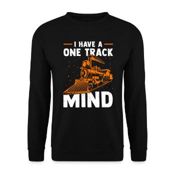 Modellbahn Dampflok Lokführer Eisenbahner - Unisex Pullover - Schwarz - Vorne - Alina (178cm) & Michal (187cm)