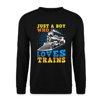 Zug Modelleisenbahn Eisenbahn Dampflok - Unisex Pullover - Schwarz - Vorne - Alina (178cm) & Michal (187cm)