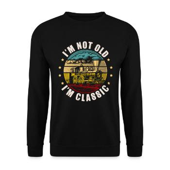Model railroad, train driver, steam locomotive, railroader - Unisex Sweatshirt - black - Front - Alina (178cm) & Michal (187cm)