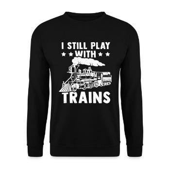 Modèle Ferroviaire Locomotive à Vapeur Funny Railway - Sweat-shirt Unisexe - noir - Devant - Alina (178cm) & Michal (187cm)