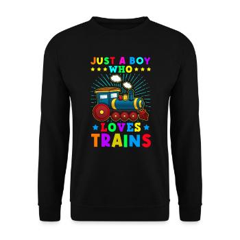 Dampflok Modellbahn Eisenbahn Zug - Unisex Pullover - Schwarz - Vorne - Alina (178cm) & Michal (187cm)
