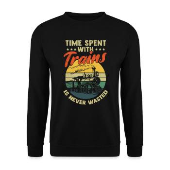 Model Railroad Engine Driver Locomotive Steam Locomotive - Unisex Sweatshirt - black - Front - Alina (178cm) & Michal (187cm)