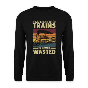 Model Railroad Engine Driver Steam Locomotive Model Railroad - Unisex Sweatshirt - black - Front - Alina (178cm) & Michal (187cm)