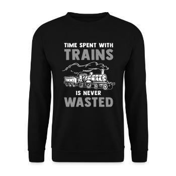 Model railroad steam locomotive engine driver - Unisex Sweatshirt - black - Front - Alina (178cm) & Michal (187cm)