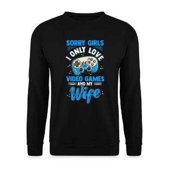 Gaming Funny Video Game Gamer Video Games - Unisex Sweatshirt - black - Front - Alina (178cm) & Michal (187cm)