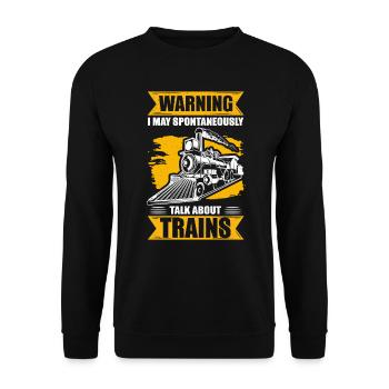 Zug Modelleisenbahn Eisenbahn Dampflok - Unisex Pullover - Schwarz - Vorne - Alina (178cm) & Michal (187cm)