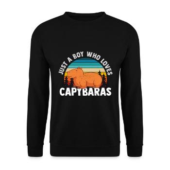Capybara Lustig Wasserschwein Nagetier - Unisex Pullover - Schwarz - Vorne - Alina (178cm) & Michal (187cm)