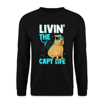 Capybara Douche Capybara Rongeur - Sweat-shirt Unisexe - noir - Devant - Alina (178cm) & Michal (187cm)