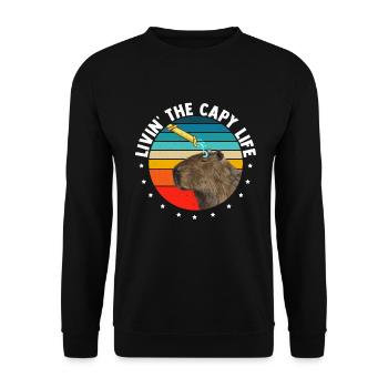 Capybara Douche Drôle Capybara - Sweat-shirt Unisexe - noir - Devant - Alina (178cm) & Michal (187cm)