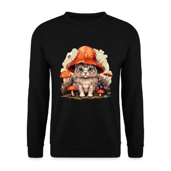 Cottagecore Champignon Vintage Chat - Sweat-shirt Unisexe - noir - Devant - Alina (178cm) & Michal (187cm)