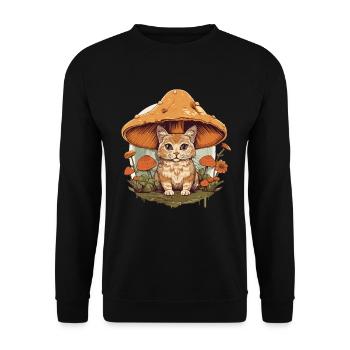 Cottagecore Mushroom Cat Vintage Mushroom - Unisex Sweatshirt - black - Front - Alina (178cm) & Michal (187cm)