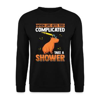 Capybara Douche Capybara Rongeur Drôle - Sweat-shirt Unisexe - noir - Devant - Alina (178cm) & Michal (187cm)