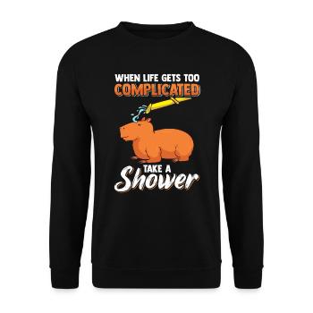 Capybara Douche Capybara Pet - Sweat-shirt Unisexe - noir - Devant - Alina (178cm) & Michal (187cm)