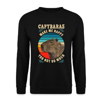 Capybara Nagetier Wasserschwein - Unisex Pullover - Schwarz - Vorne - Alina (178cm) & Michal (187cm)