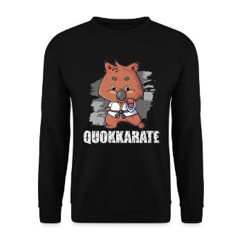 Karate Kampfsport Quokka - Unisex Pullover - Schwarz - Vorne - Alina (178cm) & Michal (187cm)