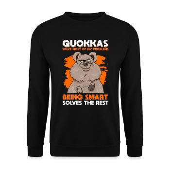 Quokka Kangourou à queue courte Marsupial Quokka Drôle - Sweat-shirt Unisexe - noir - Devant - Alina (178cm) & Michal (187cm)