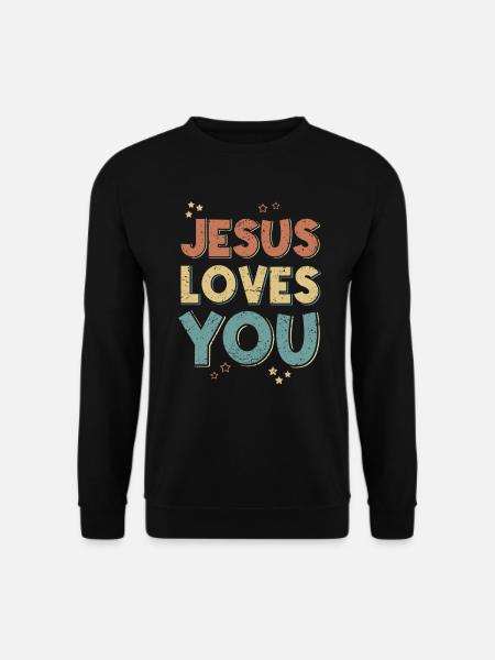 Jesus liebt dich Gott Glaube Christlicher Spruch - Unisex Pullover - Schwarz