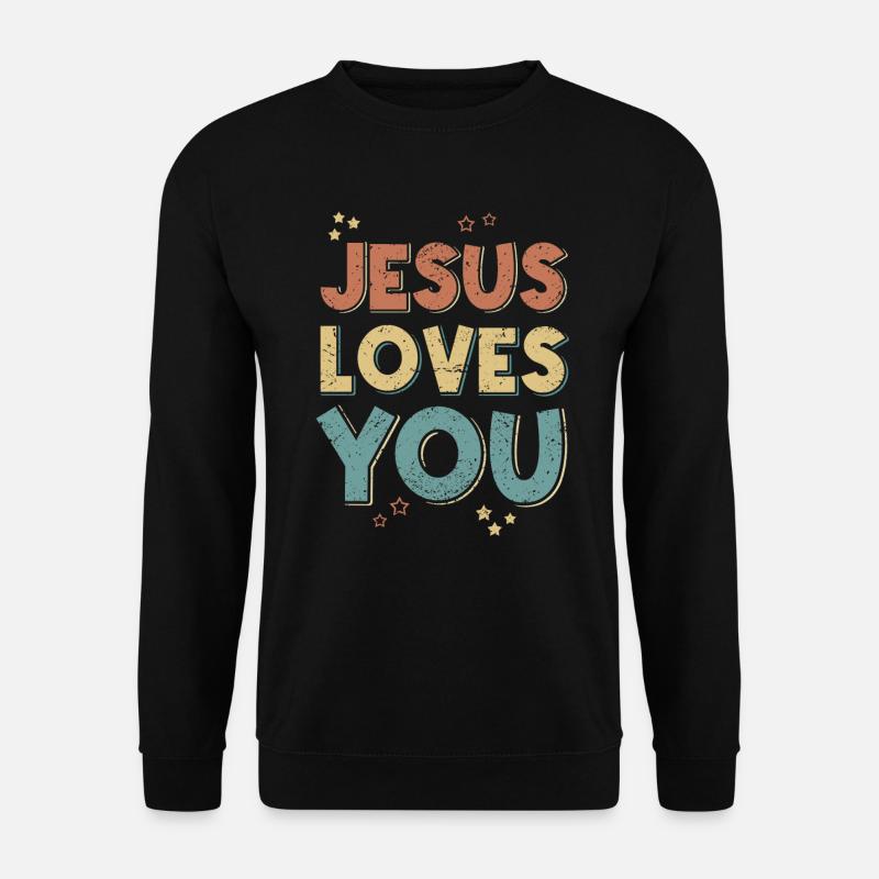 Jesus liebt dich Gott Glaube Christlicher Spruch - Unisex Pullover - Schwarz