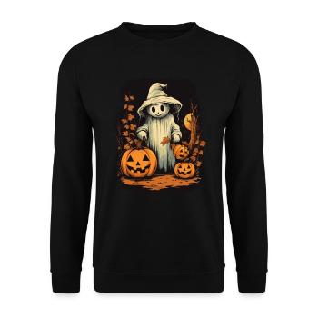 Jack O Lantern Ghost Halloween Ghost - Unisex Sweatshirt - black - Front - Alina (178cm) & Michal (187cm)