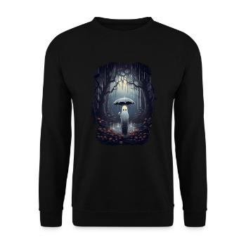 Halloween Ghost Cottagecore Aesthetic Ghost - Unisex Sweatshirt - black - Front - Alina (178cm) & Michal (187cm)