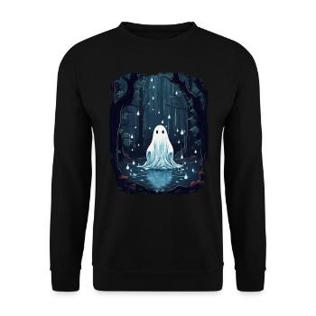 Halloween Cottagecore Aesthetic Ghost - Unisex Sweatshirt - black - Front - Alina (178cm) & Michal (187cm)