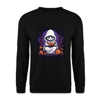 Halloween Ghost Pumpkin Reading Ghosts - Sweat-shirt Unisexe - noir - Devant - Alina (178cm) & Michal (187cm)