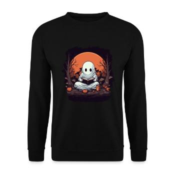 Halloween Ghost Pumpkin Ghost - Unisex Sweatshirt - black - Front - Alina (178cm) & Michal (187cm)