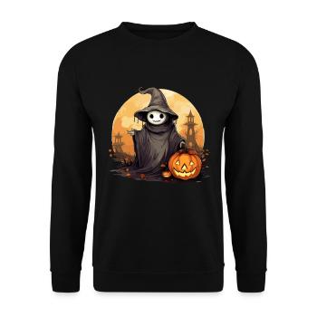 Halloween Ghost Jack O Lantern Ghost - Unisex Sweatshirt - black - Front - Alina (178cm) & Michal (187cm)