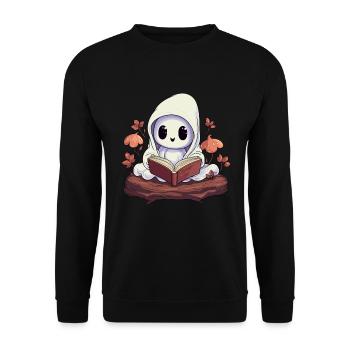 Halloween Ghost Cottagecore Lecture de citrouilles - Sweat-shirt Unisexe - noir - Devant - Alina (178cm) & Michal (187cm)