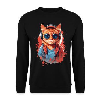 Cat tabby headphones sunglasses cute cute - Unisex Sweatshirt - black - Front - Alina (178cm) & Michal (187cm)