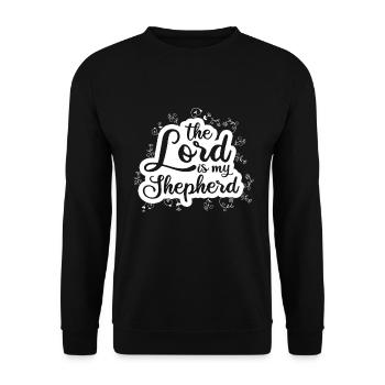Der Herr ist mein Hirte Glaube Bibel Psalm 23 - Unisex Pullover - Schwarz - Vorne - Alina (178cm) & Michal (187cm)