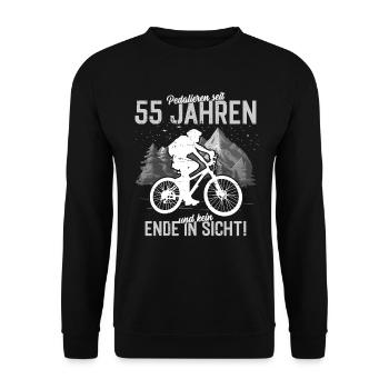 Pedalling for 55 years, with no end in sight - Unisex Sweatshirt - black - Front - Alina (178cm) & Michal (187cm)