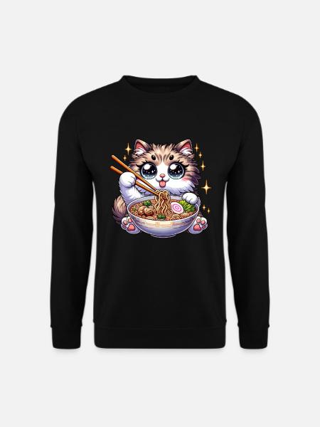 Ramen Katze Nudeln Anime Neko - Unisex Pullover - Schwarz