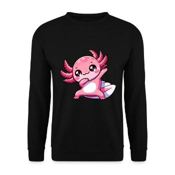 Dabbing Axolotl Dab Salamander - Unisex Pullover - Schwarz - Vorne - Alina (178cm) & Michal (187cm)
