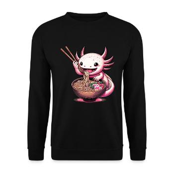Axolotl avec Ramen Soup Anime - Sweat-shirt Unisexe - noir - Devant - Alina (178cm) & Michal (187cm)