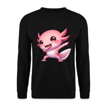 Dabbing Axolotl Kawaii Danse - Sweat-shirt Unisexe - noir - Devant - Alina (178cm) & Michal (187cm)