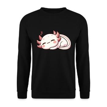 Axolotl Kawaii Chemise de sommeil Relax - Sweat-shirt Unisexe - noir - Devant - Alina (178cm) & Michal (187cm)
