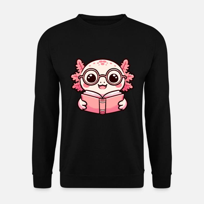 Axolotl Bücher lesen Lehrer - Unisex Pullover - Schwarz