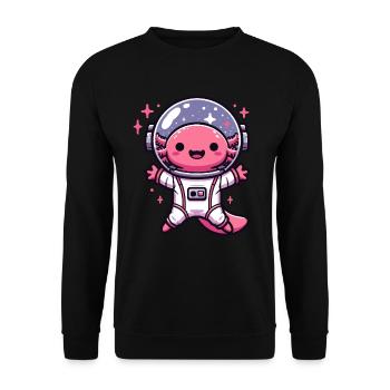 Space Axolotl Astronaut Space Galaxy - Unisex Sweatshirt - black - Front - Alina (178cm) & Michal (187cm)
