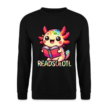 Axolotl Bookworm Book Reading Readsolotl - Unisex Sweatshirt - black - Front - Alina (178cm) & Michal (187cm)