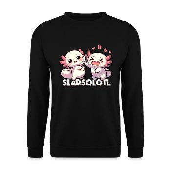 Anime Axolotl Slapsolotl Kawaii Otaku Japan - Unisex Pullover - Schwarz - Vorne - Alina (178cm) & Michal (187cm)