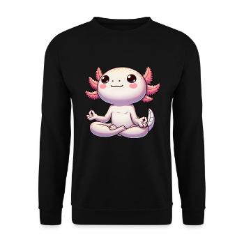 Meditation Axolotl Meditating Yoga - Unisex Sweatshirt - black - Front - Alina (178cm) & Michal (187cm)